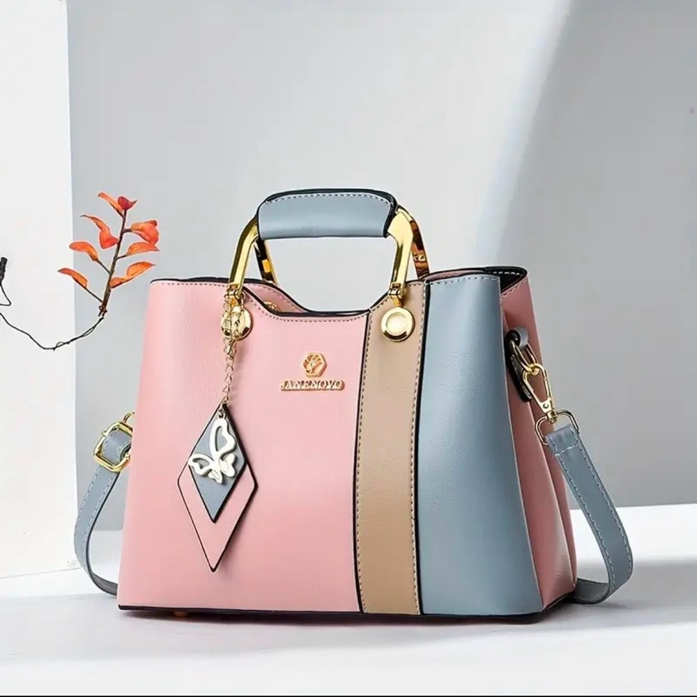 Elegant Pink and Blue Handbag